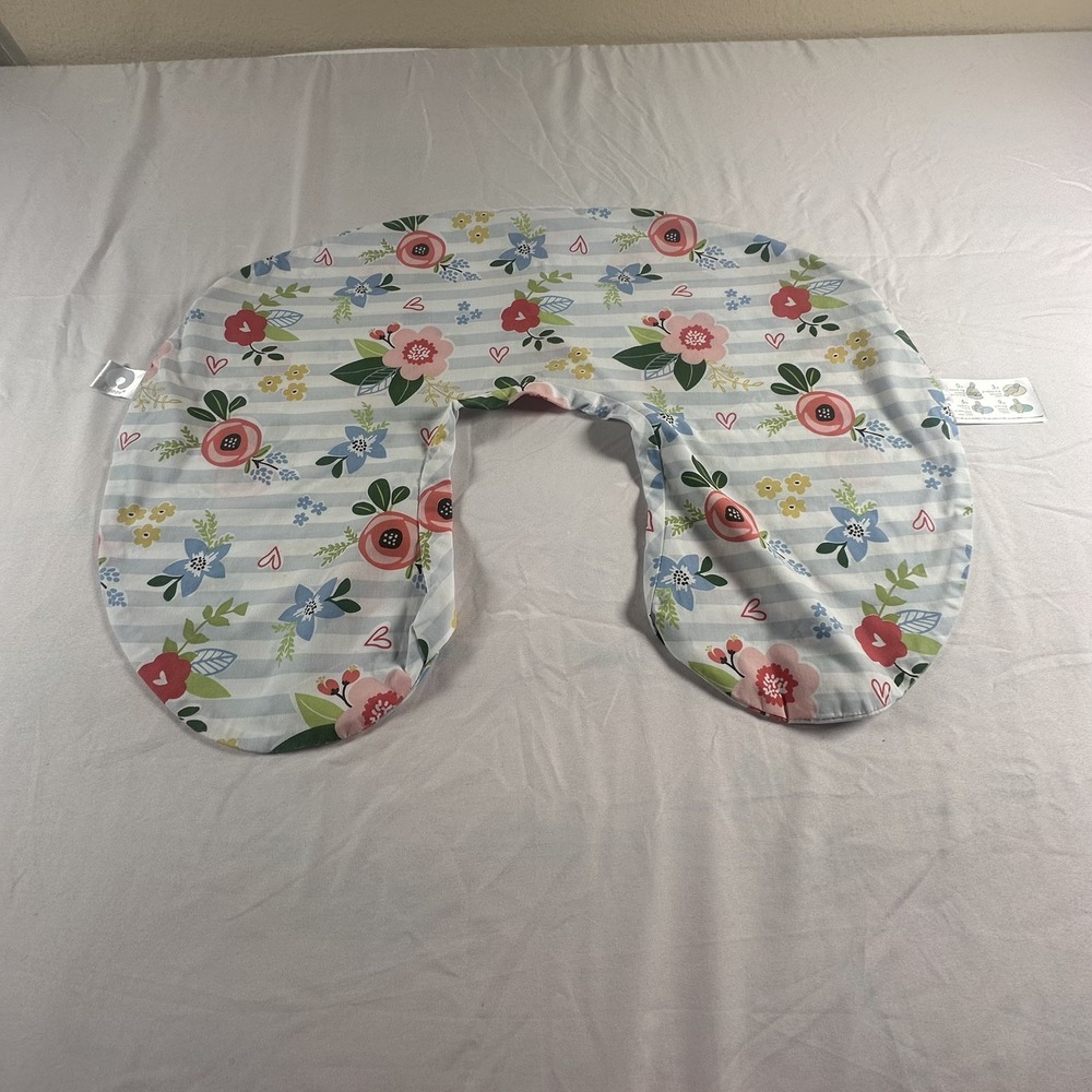 Boppy Blue Pink Sage Floral Nursing Pillow Cover For Feeding Tummy Time Sitting